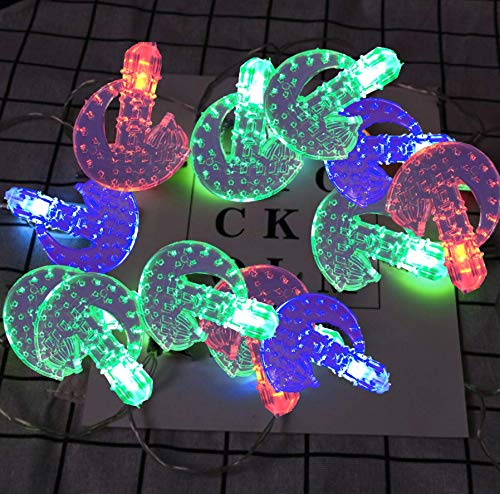 Ramadan and Eid Decoration String Lights LED Lights Home Festival Party Holiday Safe USB Muslim Decor Party Supply Eid Festive Decorations (Red/Green/Blue),RW4 - color: Blue,Green,Red
