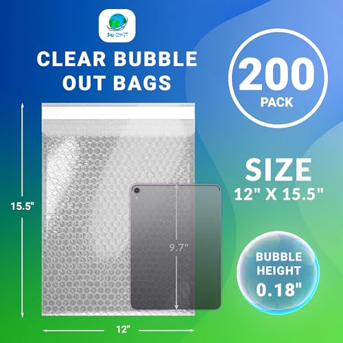 Shipping Bubble Bag, 12 x 15.5 Inches. 150 Pack Clear Bags for Packaging. Self Seal Bubble Pouches for Packing. Waterproof Polyethylene Storage Moving Bags. Packing Materials for Fragile Items - size: 12" x 15.5" / 150 Pack