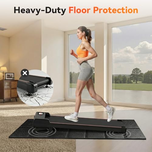 Treadmill Mat for Carpet & Hard Floors, 68" x 24" Foldable Floor Extra Thick Protection Mat, Non-Slip Noise & Shock Absorbing for Walking Pad, Exercise Bike, Elliptical, Home Gym Equipment - size: 68"L x 24"W x 0.2"Th