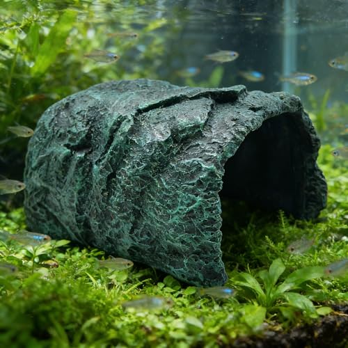 M2cbridge Reptile Hideout Cave Resin Rock Hides Terrarium Habitat Decor Amphibians Fish Playground