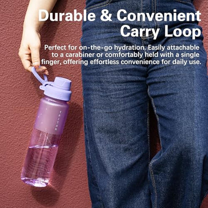 OLDLEY 32oz Frosted Clear Water Bottle, BPA-Free Tritan Plastic Reusable Water Bottle with Fast-Flow Spout Lid, Wide Mouth Leakproof Sports Drinking Bottle for Gym, School, Office, Travel,Amethyst - color: Amethyst