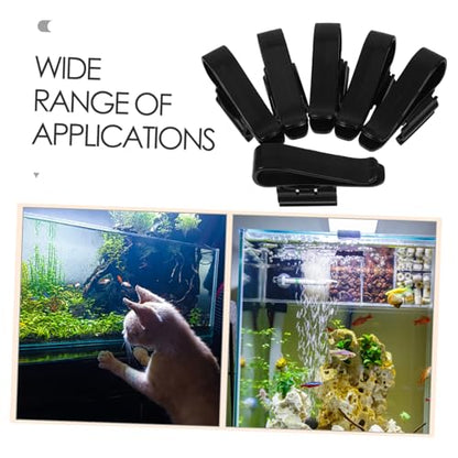 6pcs Aquarium Hose Holder Plastic Fish Clip Tube Clamp for Water Pipe Fixing Fish Tank Accessory - color: Black
