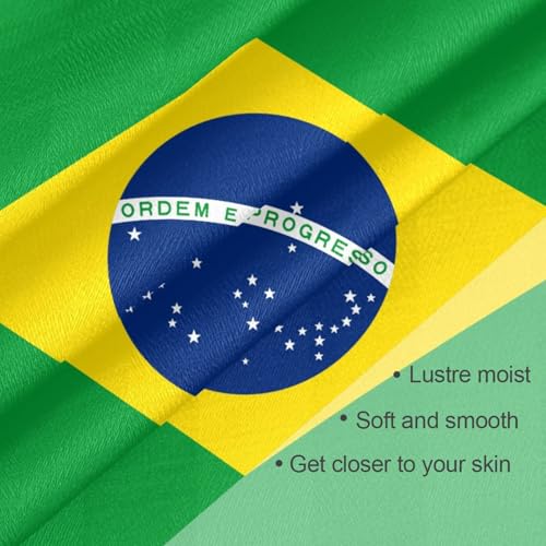 Bandana Square Head Scarf for Women Satin Hair Wrap Fashion Headband 27" - color: Brazil Flag