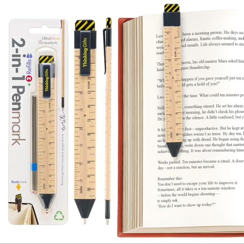 Gifts for Readers & Writers Pen Bookmark, Page Marker & Flat Writing Pen for Journal Notebook & Planner, Penmark Reading Accessory for Making Book Annotations, Ruler - color: Ruler