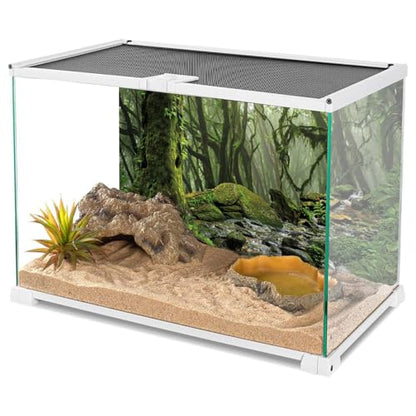 36x24 in Terrarium Backdrop Foggy Forest Stream Reptile Habitat Background | AWERT Tropical Rainforest Green Mossy Huge Tree Aquarium Terrarium Background - size: 36x24in/90x60cm