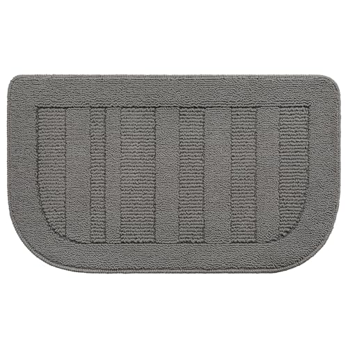 BEQHAUSE 30x18 Inch Kitchen Rugs Non Slip Washable Kitchen Sink Rug, Grey - color: Grey, size: 1'6" x 2'6" (Semicircular)