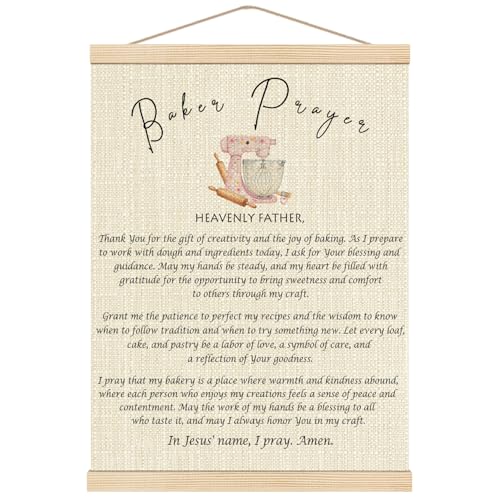 Boat Wades Christian Baker Prayer Wall Art Poster Hanger Frame, Baker Gifts for Women, Inspirational Bible Verses Wall Decor for Home Kitchen Bakery Baking House, 12x16 Inch - color: Baker