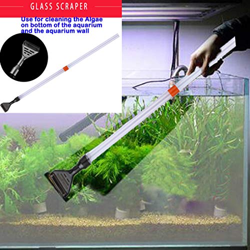 Aquarium Gravel Cleaner Siphon Fish Tank Vacuum Cleaner for Absorb Dirt Wash Sand Algae Scrapers Water Changer Gravel Washer for Fish Tank Cleaning Gravel and Sand (Normal Version)