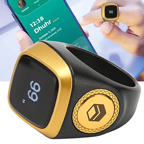 Finger Smart Tally Counter Ring, 20mm Muslim Digital Azan Alarm Clock(Black), Resettable Smart Counter Digital Counter & Vibration Reminder with Mini LCD Screen ﻿