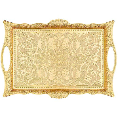 Alisveristime Big Square Zamac Serving Tray, 14.5 x 9.85 in (Gold) - color: Gold
