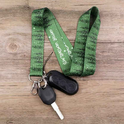 Sage Green Lanyard Badge Holder Retractable Clip, Vertical ID Card Protector & Badge Reel with Belt Clip for Women Nurse Teacher Student - color: Winter Wonderland
