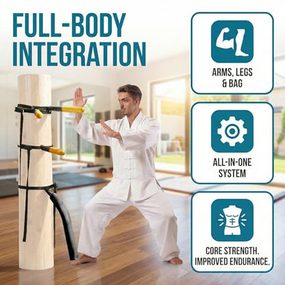 Wing Chun Dummy for Martial Arts Training - Wall Mount & Portable Options - Interchangeable Spring Arms for Martial Arts, Boxing, and Karate Practice (for Hard Objects)