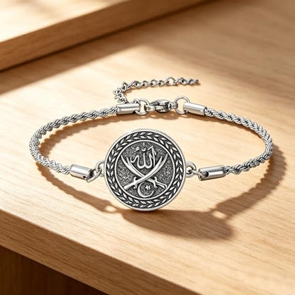 PELOVNY Allah Bracelet 925 Sterling Silver Islam Allah Bracelet Islamic Muslim Religious Jewelry Gifts for Men Women - color: Allah Bracelet-04
