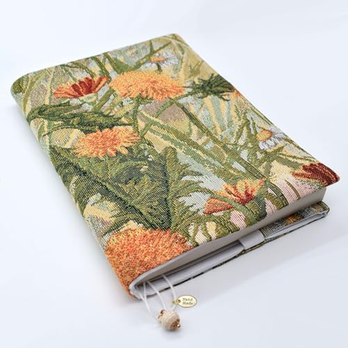 BLBMH 5x8 Book Cover | Handmade Non-Stretch Fabric Sleeve with Bookmark | for Paperback Bible Journal | Privacy Reading Gift for Women - WD Dandelions - color: Wd Dandelion