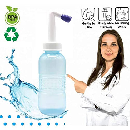 Portable Handheld Personal Hygiene Refresher Toilet Butt Cleaner Travel Bidet Spray Bottle for Home 450 ml. - color: Blue
