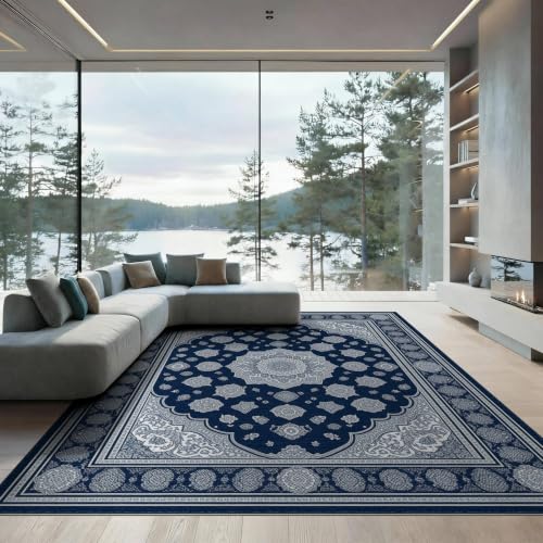 9'x12' Blue Midnight Islamic Prayer Design Washable Area Rug - color: Blue/Pattern 18, size: 9' x 12' (Rectangular)