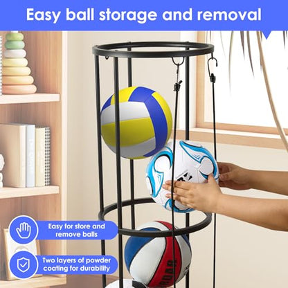 Garage Ball Storage Rack - Wall-Mounted Vertical Ball Holder for Basketball, Soccer, Volleyball, Football - Space-Saving Sports Organizer for Garage, Home, Basement, Kids' Room, Outdoor Use - size: Medium size