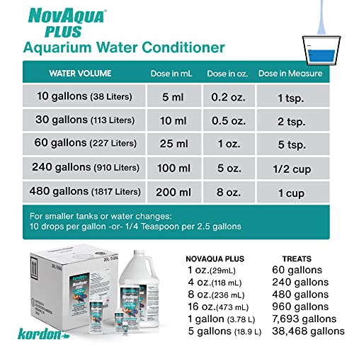 Kordon NOVAQUA Plus - Freshwater & Saltwater Aquarium Water Conditioner – Instantly Detoxifies Chlorine, Chloramines, & Heavy Metals, Replaces Fish Slime Coat, Reduces Fish Stress, 16 Ounces - size: 16 Ounce (Pack of 2)