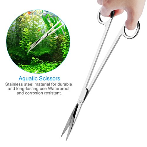 ZHONGJIUYUAN 5 in 1 Stainless Steel Aquarium Aquascaping Kit Aquarium Tank Aquatic Plant Tools Sets Tweezers Scissor Spatula