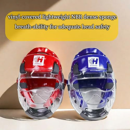2PC Taekwondo Headgear Karate Headgear with Removable mask for Sparring Partner Muay Thai Taekwondo Karate MMA Training Adults - size: X-Large