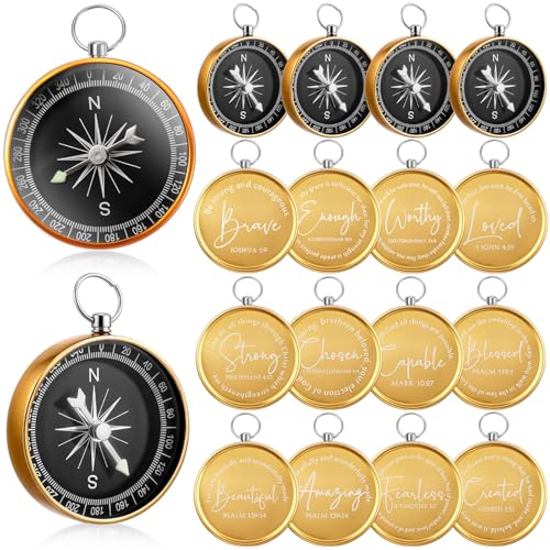 Relaxweex Christian Gifts Bulk, Engraved Bible Verses Compass - color: Gold