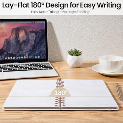 CICPAP Lined Spiral Journal Notebook, A5 College Ruled Notebook for Journaling, Note-Taking, and Daily Planning, Durable Hardcover with an Elegant Design, Warm White - color: F-Warm White