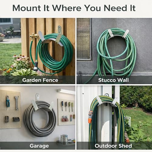 Gardzen 304 Stainless Steel Garden Hose Holder, Heavy Duty Wall Mounted Hanger, Rust-Resistant Outdoor Storage Rack for Backyard, Fence, Garage & Shed - size: 1 Pack