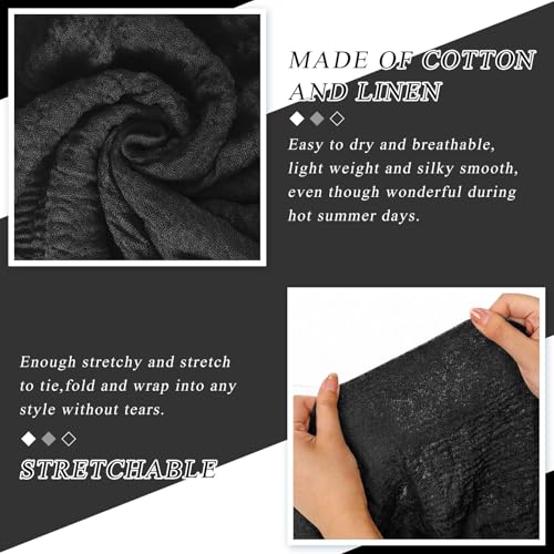 Geyoga 6 Pcs Women Scarf Shawl Hijab Scarves Cotton Crinkle Hijab for Women Blend Shawl Crinkle Wrap Head for Seasons - color: Black