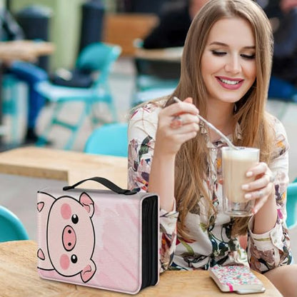 Bible Cover Case for Women, PU Leather Large Bible Cases with Zipper Fits Books Up to 12" x 9" x 2.76”, Bible Carrying Bag for Men, Cartoon Pink Pig - color: Cartoon Pink Pig