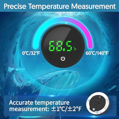QZQ Fish Tank Thermometer Aquarium Thermometer Wireless Touch Stick Digital Aquarium Thermometer LED Display ±1°F for Monitoring The Fish Tank Aquarium Temperature Accessories (2 Pack Black) - color: Black 2Pack