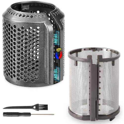Magnetic Hair Dryer Filter + Inner Filter Compatible with Dyson Supersonic | For HD01 HD03 HD08 HD15 Hair Dryer Replacement Parts, Hair Dryer Outer Filter Repair Accessories (Metallic Gray) - color: Metallic Gray