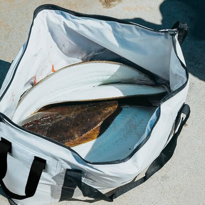 Buffalo Gear Insulated Fish Cooler - 27.5QT 58QT Waterproof Flat Bottom Bag, Leakproof and Fishing Kill Bag - color: White-58QT