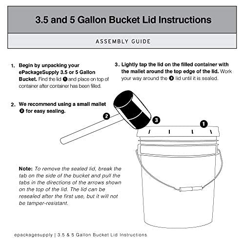 White 5-Gallon Bucket with Lid | Made in USA | Food Grade | Heavy-Duty Extra Durable Plastic Bucket | Multi-Use Food Grade Buckets with Lids | Easy Stack and Store | BPA Free | 100 Pack | Airtight Gasketed Tear Strip Lid, Heavy-Duty 90 Mil HDPE Plastic Pa