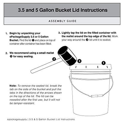 White 5-Gallon Bucket with Lid | Made in USA | Food Grade | Heavy-Duty Extra Durable Plastic Bucket | Multi-Use Food Grade Buckets with Lids | Easy Stack and Store | BPA Free | 25 Pack | Airtight Gasketed Tear Strip Lid, Heavy-Duty 90 Mil HDPE Plastic Pai