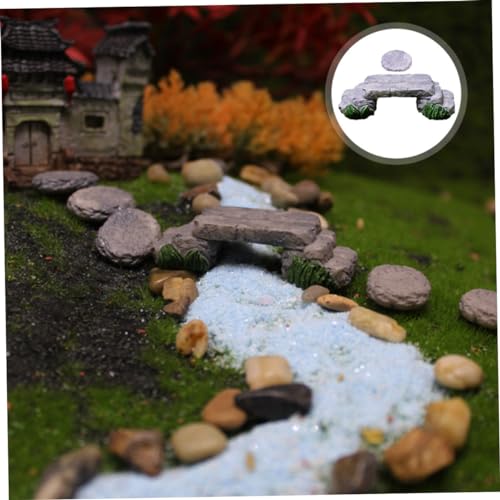 Abaodam Miniature Bridge Model with Mini Stepping Stones Garden Ornament for Succulents DIY Creative Micro Landscape Decor for Indoor Outdoor Fish Tank
