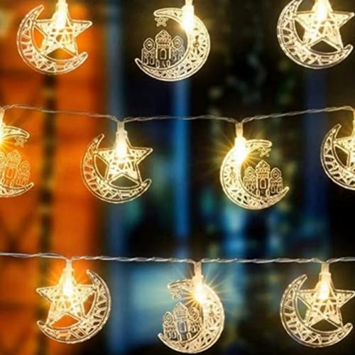 LED String Light Warm White USB Plug-in Star Moon Castle Festival Light Ramadan Decoration Mubarak A USB Plug
