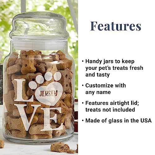 Let's Make Memories Personalized Pet Treat Jars - For Dog and Cat Owners, Pet Parents - Love - color: Love Pawprint