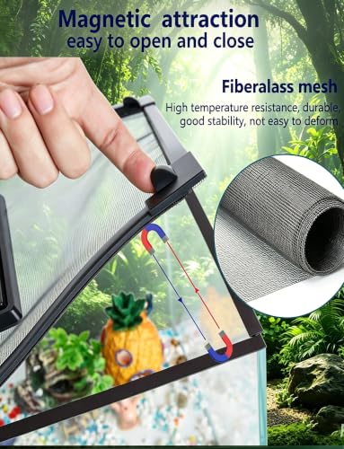 Fish Tank Cover Net Aquarium Lid Mesh Top Hood with Feeding Windowv(60x40cm-23.6x15.7in) - size: 60x40cm-23.6x15.7in