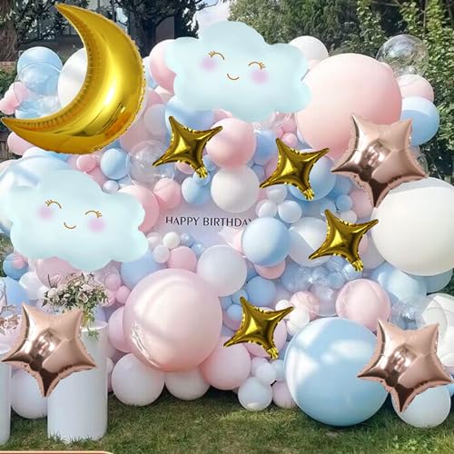 Birthday Balloons Set Moon Cloud Star Foil Balloons for Gender Reveal Birthday Wedding Party Decorations Supplies