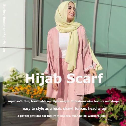 Chiffon Scarf for Women Lightweight Breathable Sunscreen Soft Solid Hijab Scarf for Daily & Muslim Wear - color: Beige Chiffon Scarf
