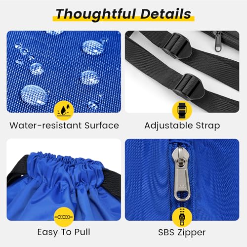 Vorspack Drawstring Backpack Water Resistant String Bag Sports Gym Sack with Side Pocket for Men Women - color: Blue