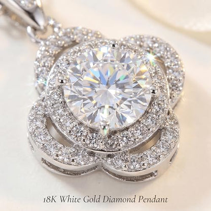 Necklaces for Women - Sparkling Flower Pendant Necklace, 18K Gold Plated Chain, Sunflower Clover Jewelry for Wedding Party, 16+2 Inch - color: Silver