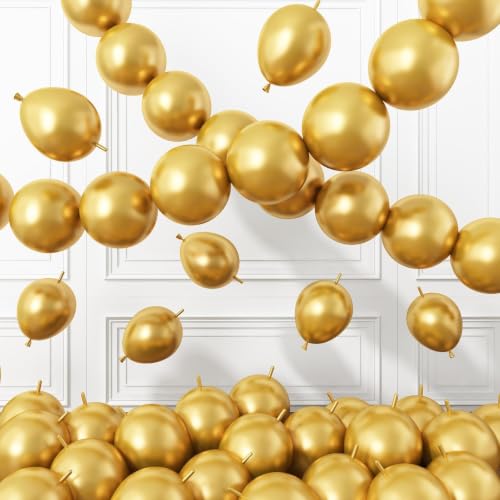 Gold Link Balloons,60Pcs 6Inch Metallic Gold Linking Balloons - color: Gold