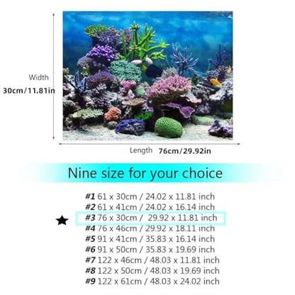 Zerodis PVC Adhesive Aquarium Fish Background Poster,Landscape Wallpaper Painting Sticker Underwater Decor(76 * 30cm)