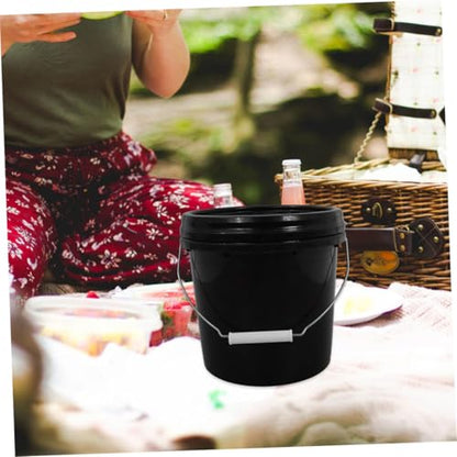 Enhanced Durability Plastic Bucket Lid Handle for Cleaning Laundry Water Wine Milk Versatile Storage - color: Black