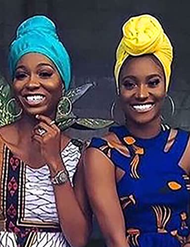 Harewom Head Wraps for Black Women, 71" Long Soft African Turban Hair Scarf - color: 1 Pcs- Bright Yellow