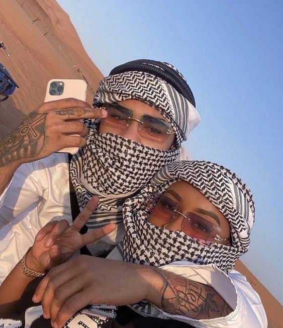 JPXH Arab Tactical Desert Headwear Muslim Palestinian Scarf Men's Halloween Costume Accessories - color: Black-q