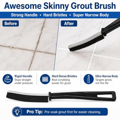 Window Track Cleaner, 14 PCS Crevice Cleaning Brush Kit | For Window Groove, Blinds, Vents, Baseboard, Grout and Shower Door Track Cleaning