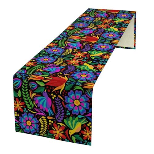 Table Runner for Kitchen Dining Thanksgiving Christmas Baby Wedding Party Decoration Table Decor 13x36 Inch - color: Mexican-5, size: 13x36 Inch