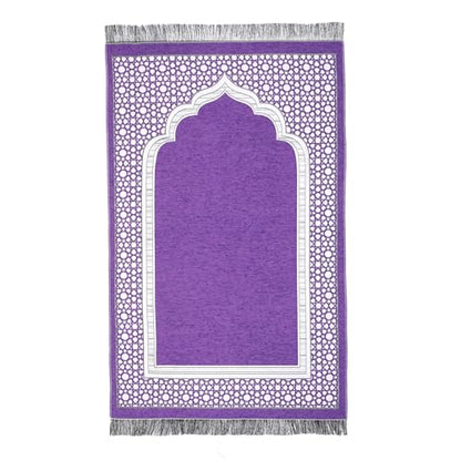 Islamic Prayer Rug Elegant Masjid Pattern Thin Mat Muslim Portable Blanket Ramadan Eid Gift Rug Turkish Prayer Carpet - Purple 1pc - color: 1pc Purplec